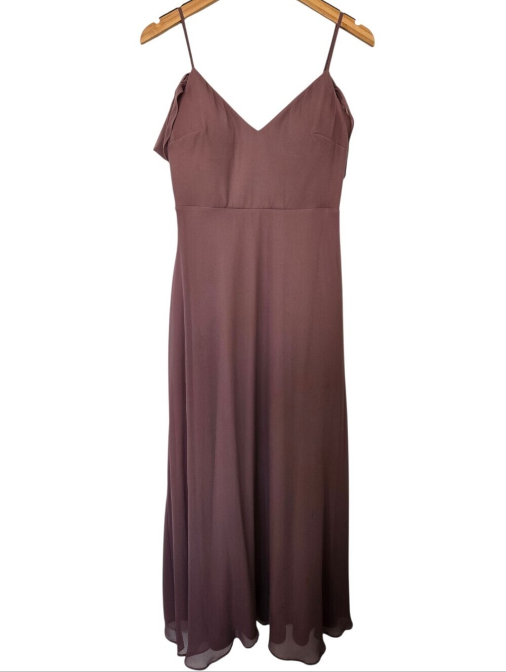 🌸 Birdy Grey Mauve Chiffon Bridesmaid Dress | Romantic Flutter Sleeve Midi Maxi - Picture 2 of 6